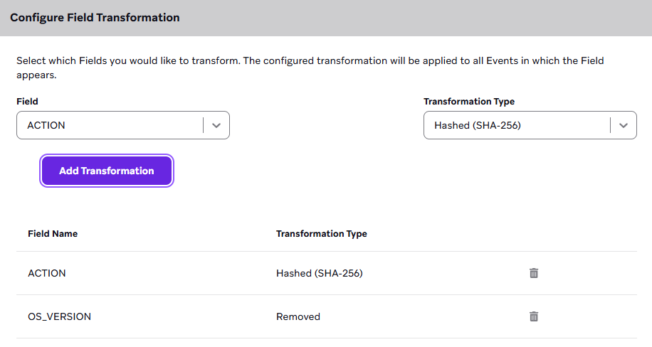 Adding field transformations